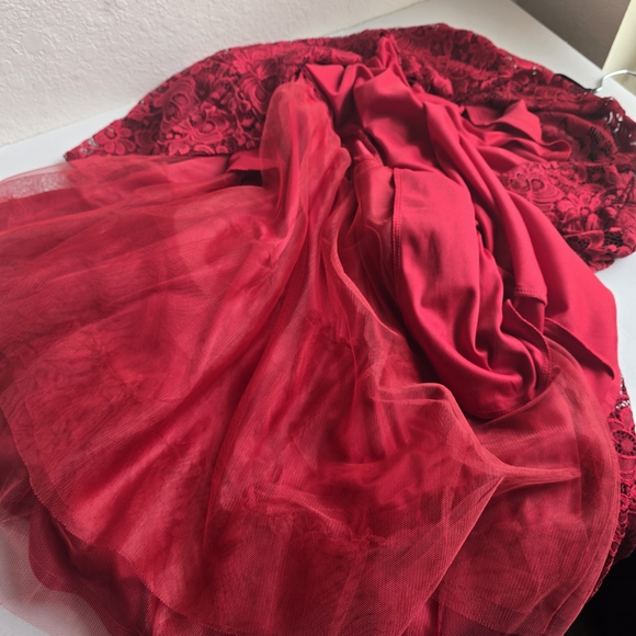 Torrid Elegant Red Long Sleeve Lace Dress - Picture 3 of 5